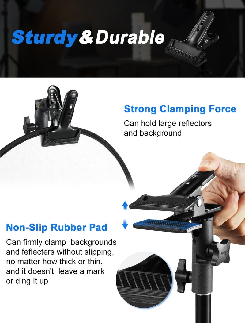 Selens 2 Packs Photography Reflector Clamp Holder Speedlite Hot Shoe Bracket with 1/4"" & 3/8"" Screw Mount with Photo Studio Light Stand, Lighting Umbrella Reflector - Image 3